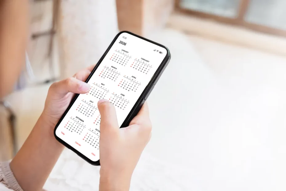Pessoa usando agenda no celular